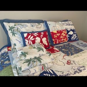 Pottery Barn Island Surf Quilt full bedding&sheets